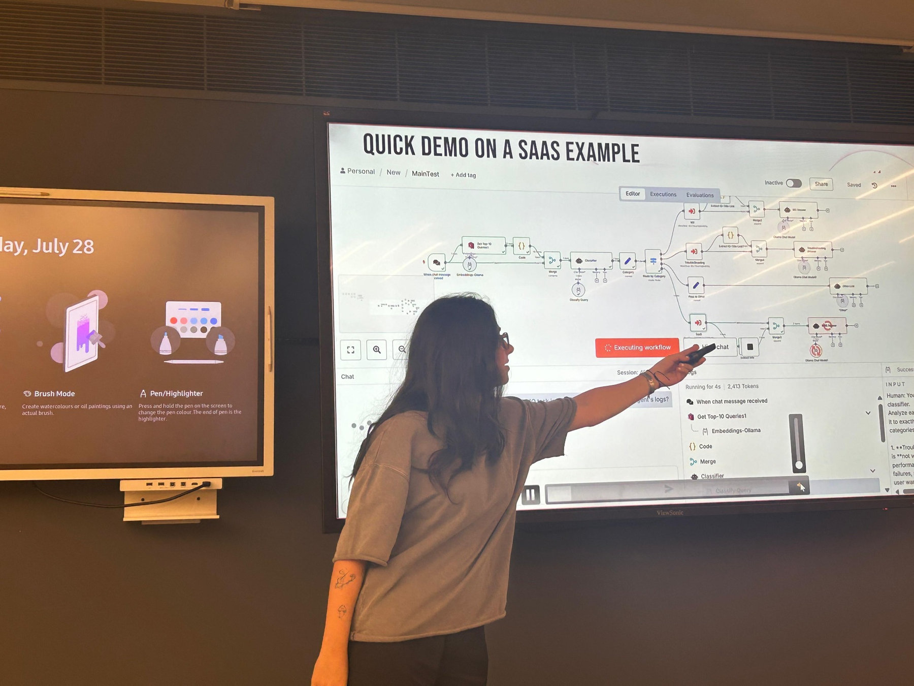Stefanie demonstrating an AI workflow at Murex